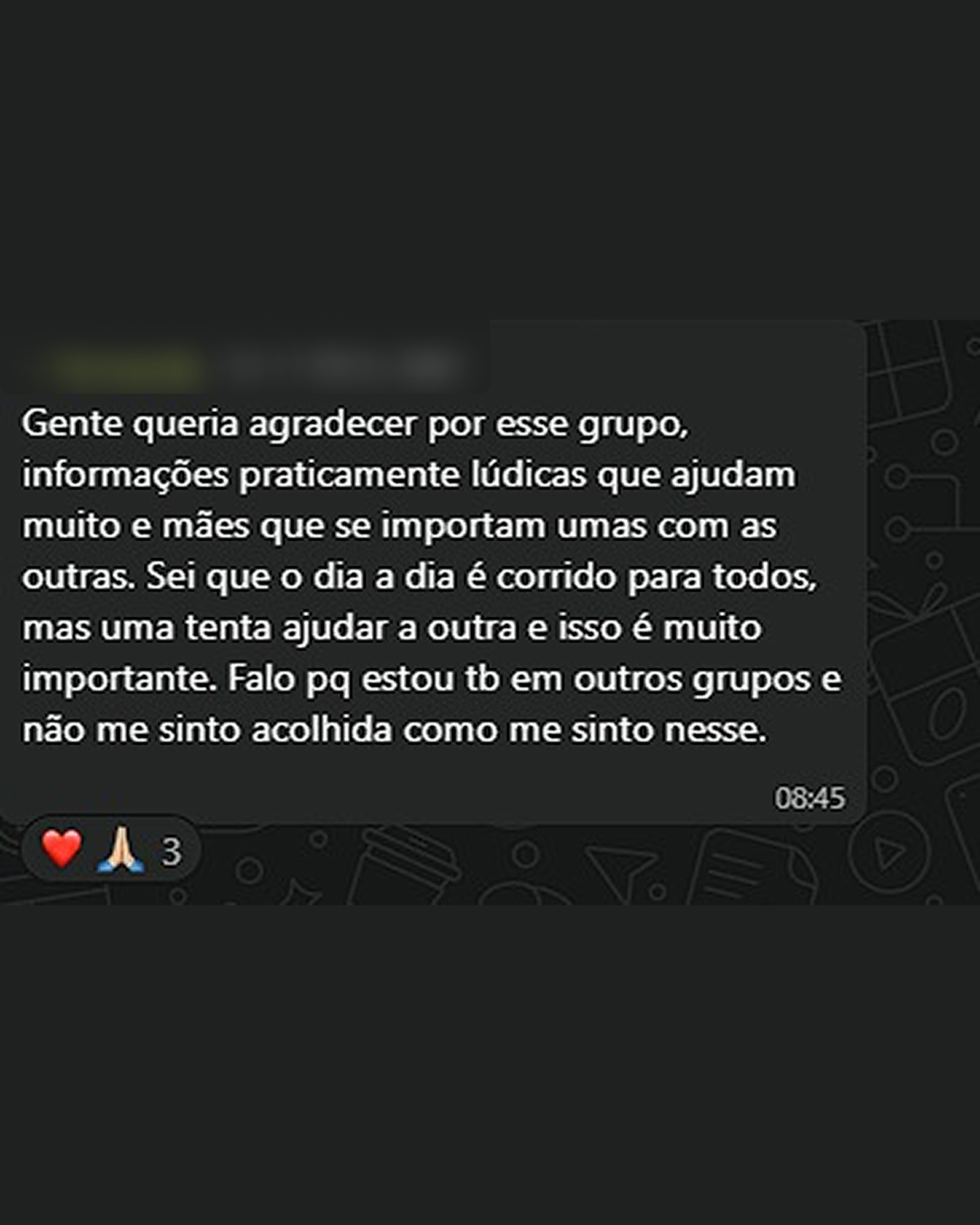 Depoimento 1 de mãe da comunidade Conexão Mãe