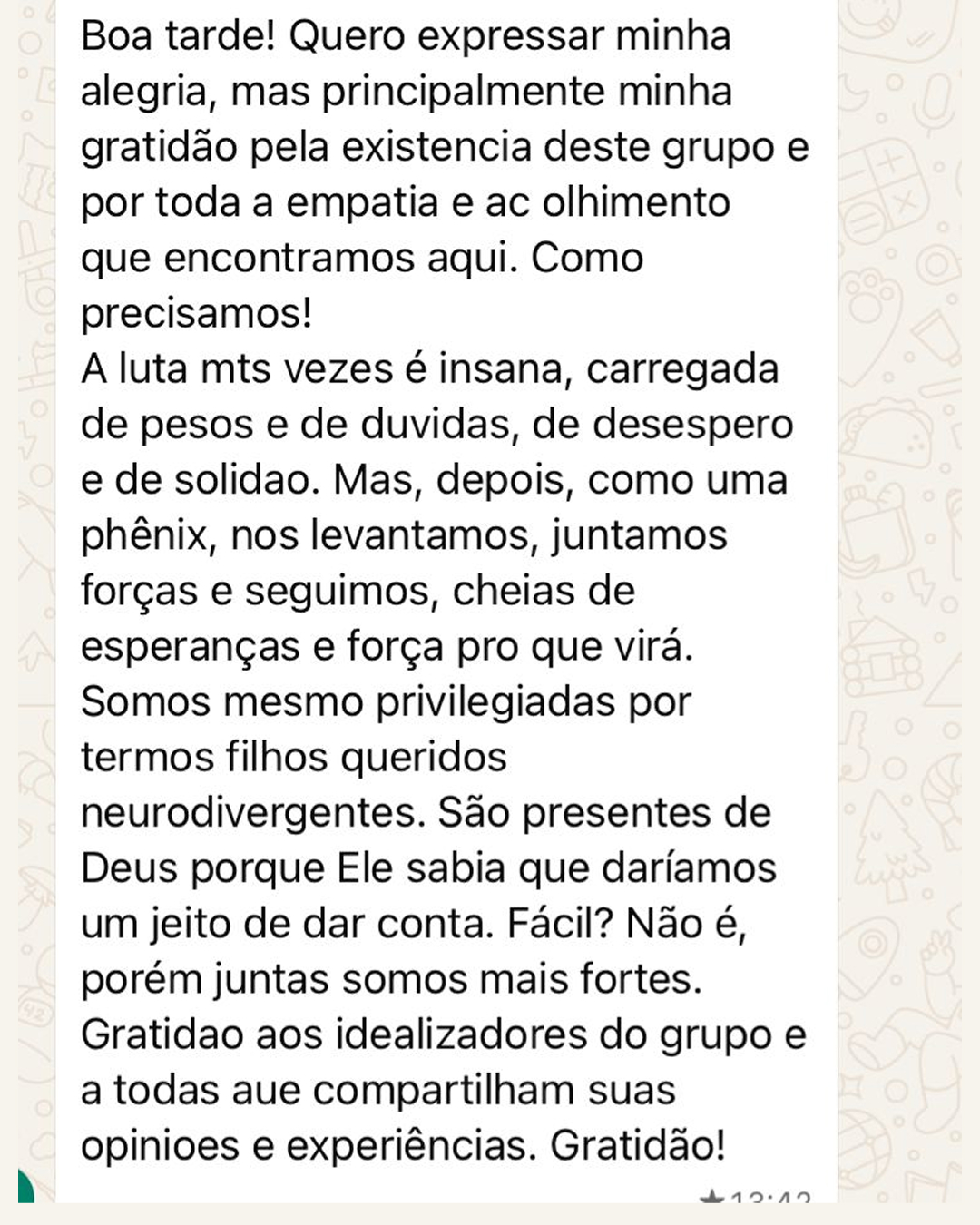 Depoimento 6 de mãe da comunidade Conexão Mãe