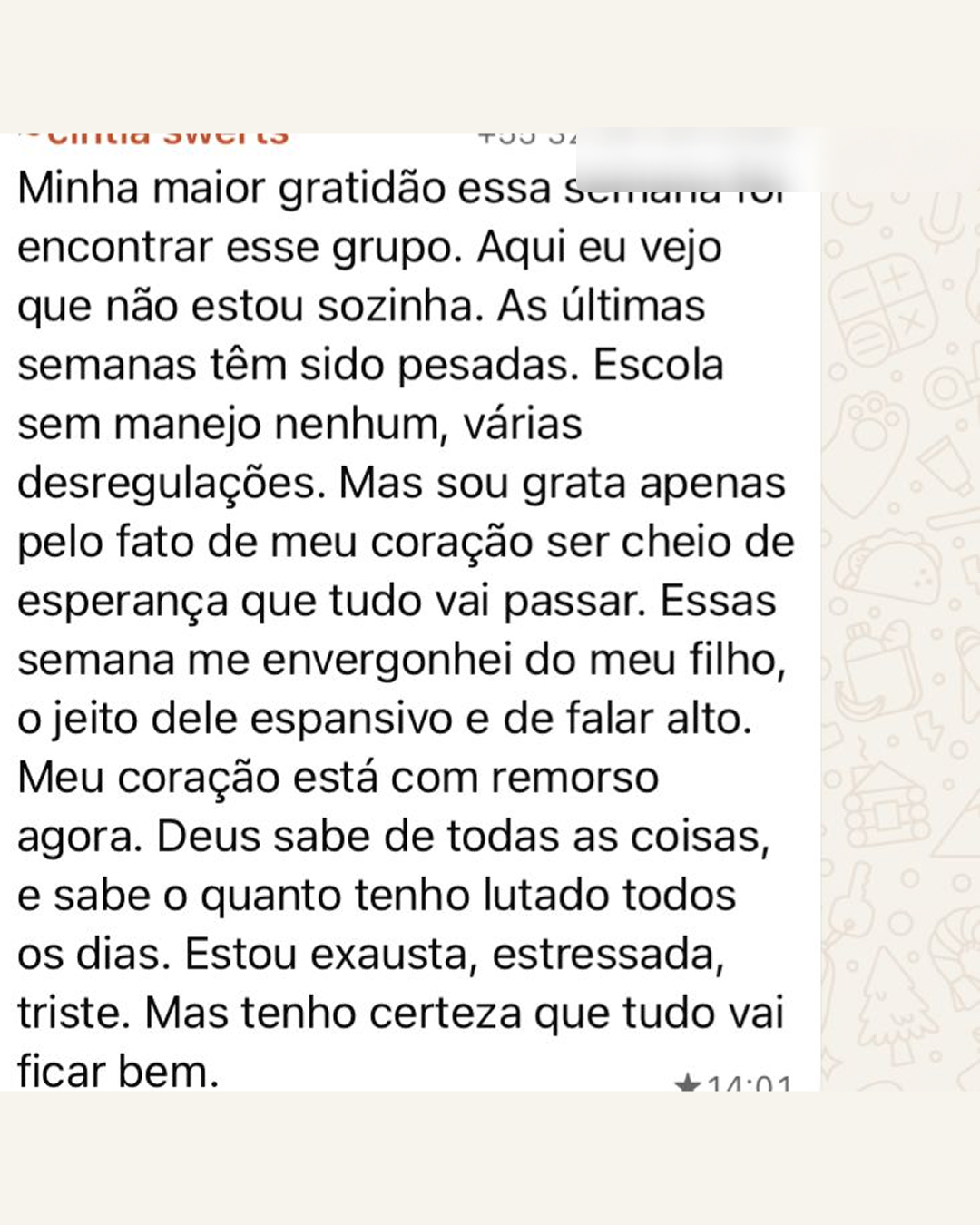 Depoimento 8 de mãe da comunidade Conexão Mãe